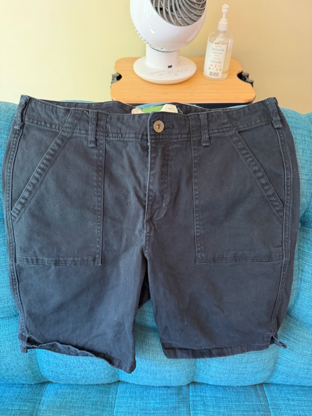 Anthropologie Black Cotton Utility Bermuda Shorts